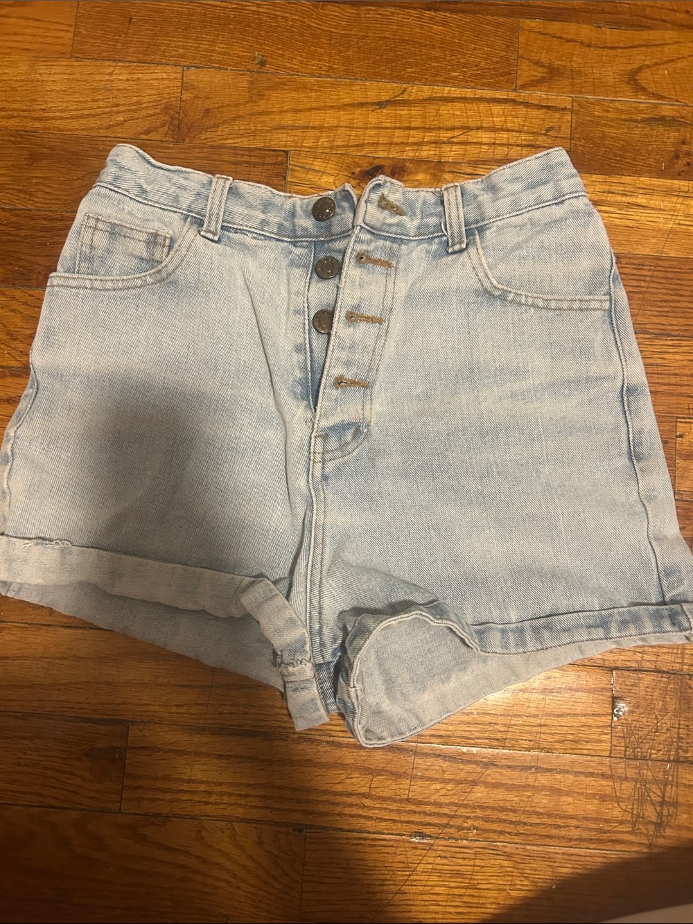 Andywarhol Light Blue High Waist Button-Front Denim Shorts